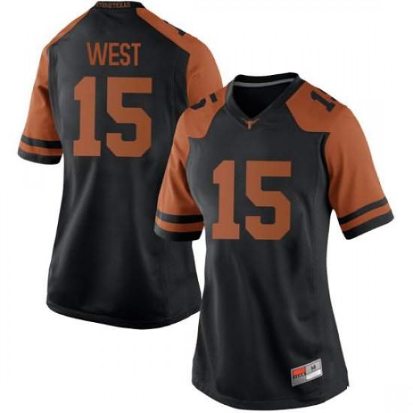 Women University of Texas #15 Travis West Game Embroidery Jersey Black